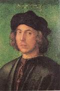 Albrecht Durer Portrat eines jungen Mannes vor grunem Hintergrund painting